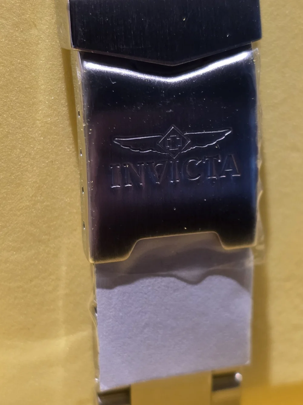 Invicta Men's Silver Stainless Steel Watch with Blue Dial and Black Bezel